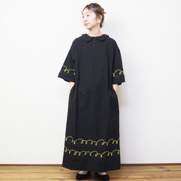 【Sale!40%OFF!】bul bul (バルバル)コットンタイプライターミモザ刺繍フラットカラーワンピース BK2009245】【¥18,70(税込)→40%OFF!】