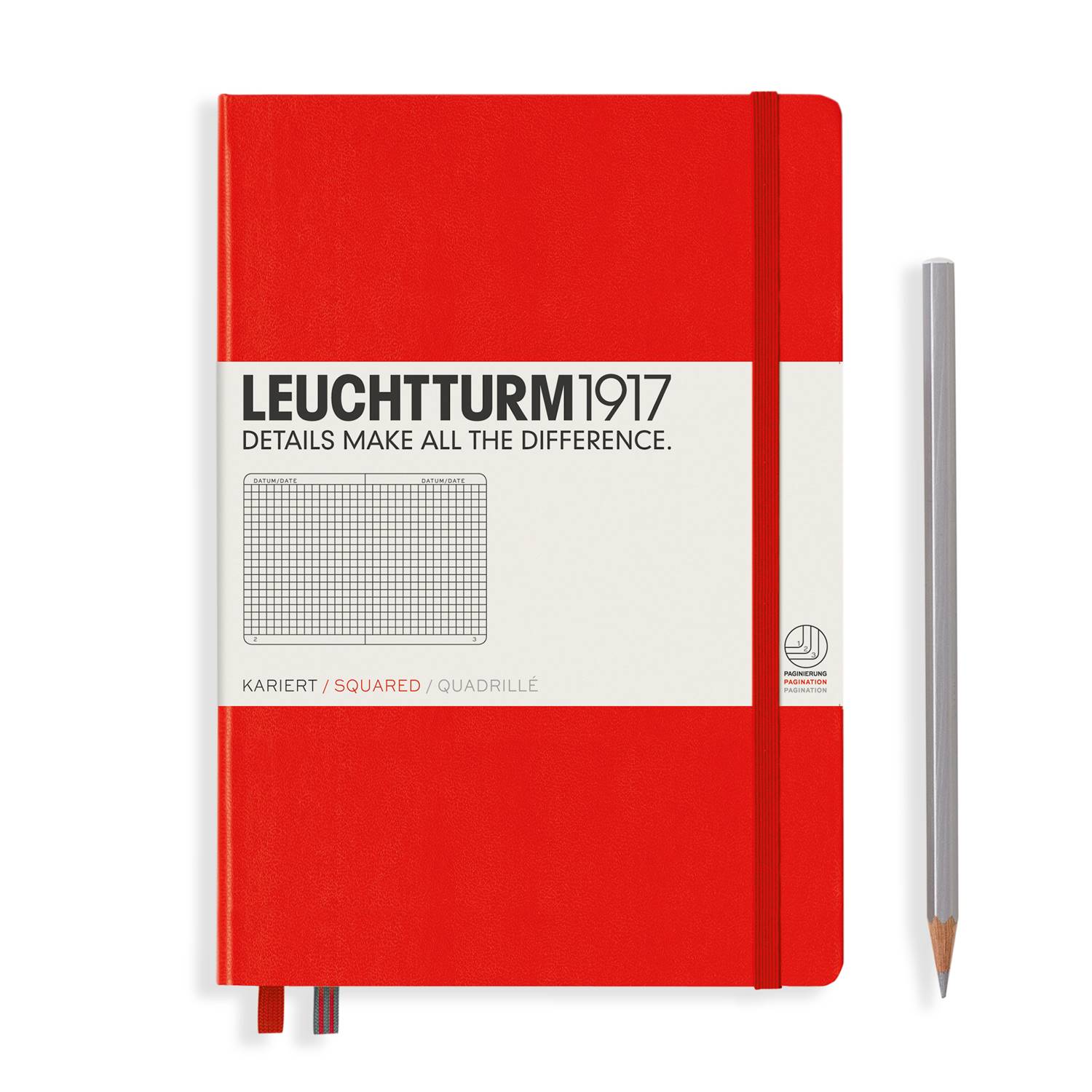 ロイヒトトゥルム LEUCHTTURM ノートブック ハードカバーレッドミディアム (A5)方眼 312564 Redノート メモ 手帳 メモ帳 日記 記録 ド...