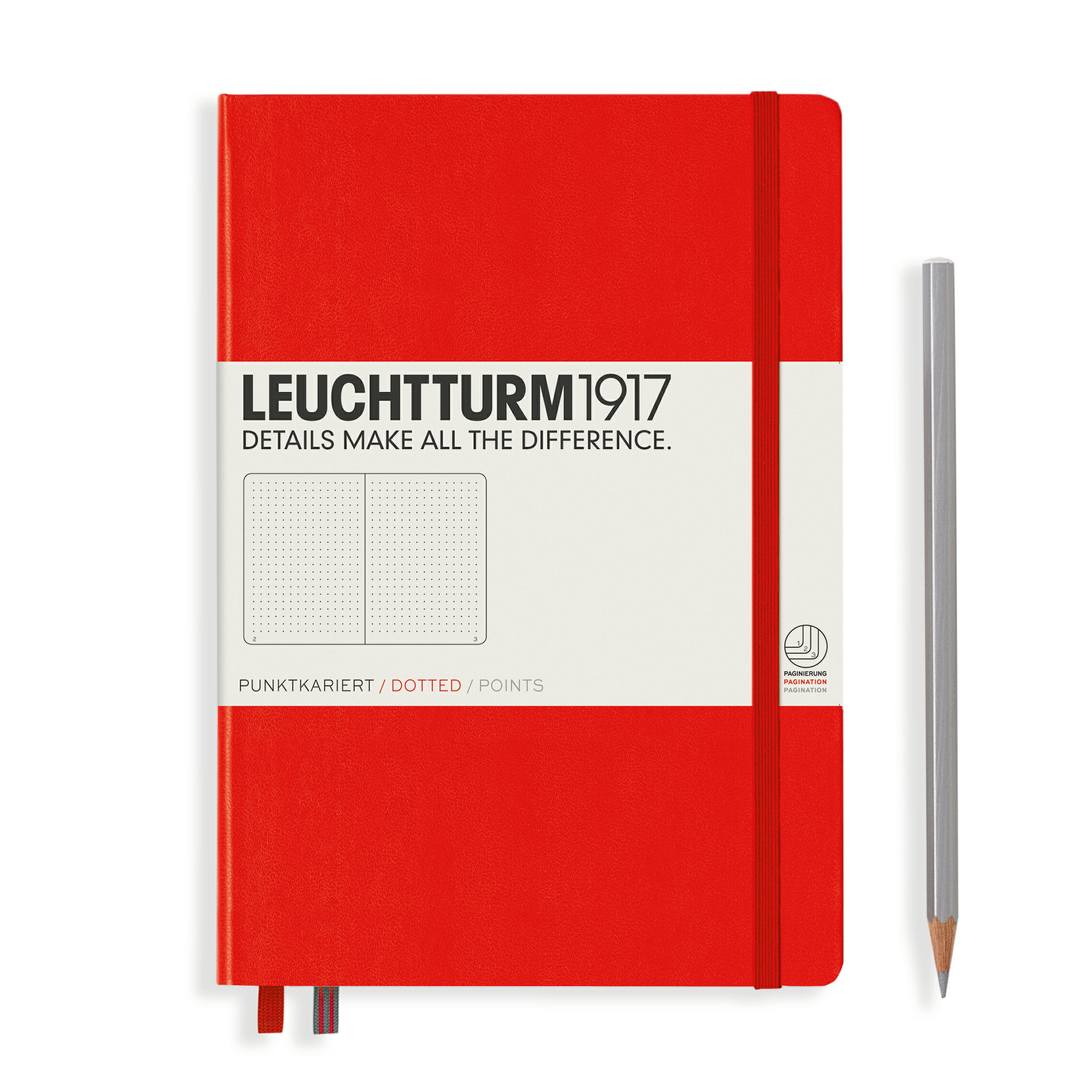 ロイヒトトゥルム LEUCHTTURM ノートブック ハードカバーレッドミディアム (A5)ドット313627 Redノート メモ 手帳 メモ帳 日記 記録 ド...