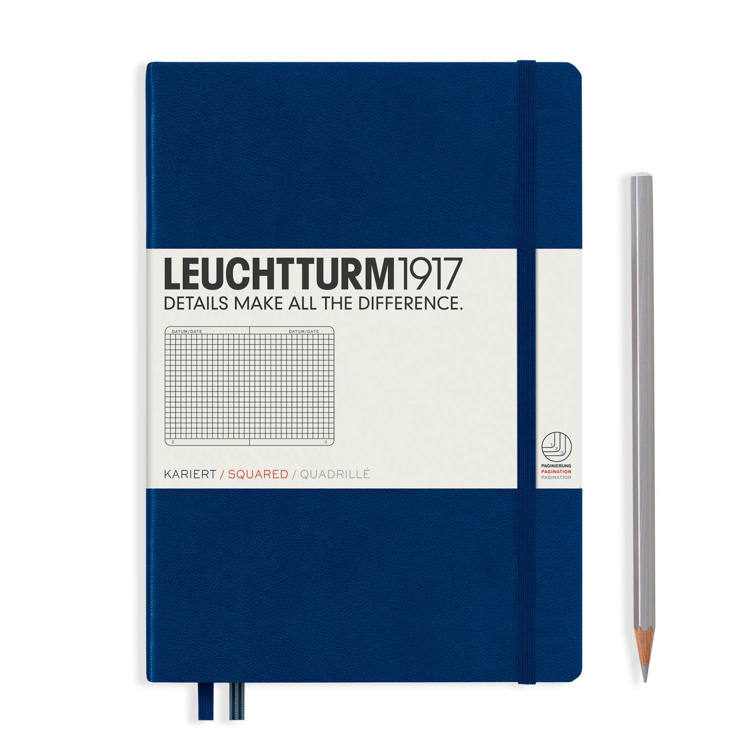 ロイヒトトゥルム LEUCHTTURM ノートブック ハードカバーネイビーミディアム (A5)方眼342923 Navyノート メモ 手帳 メモ帳 日記 記録 ...