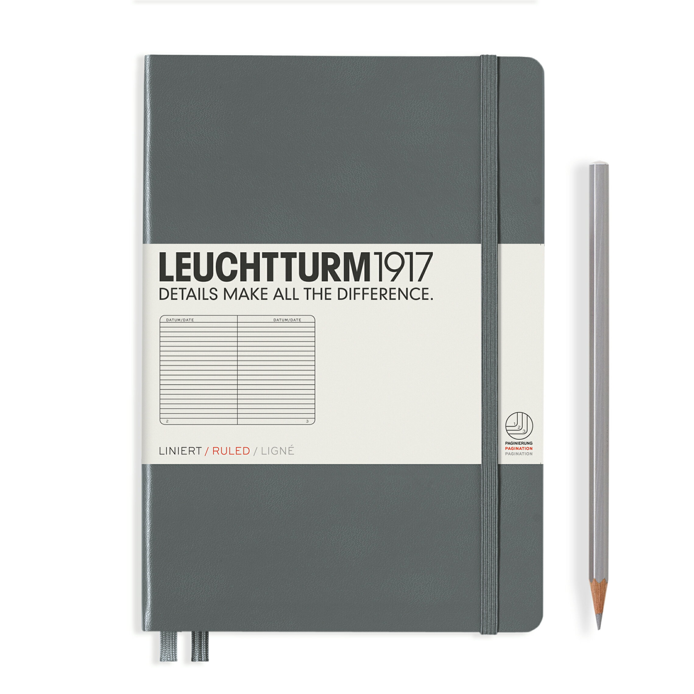 ロイヒトトゥルム LEUCHTTURM ノートブック ハードカバーアントラサイトミディアム (A5)横罫344782 Anthraciteノート メモ 手帳 メ...