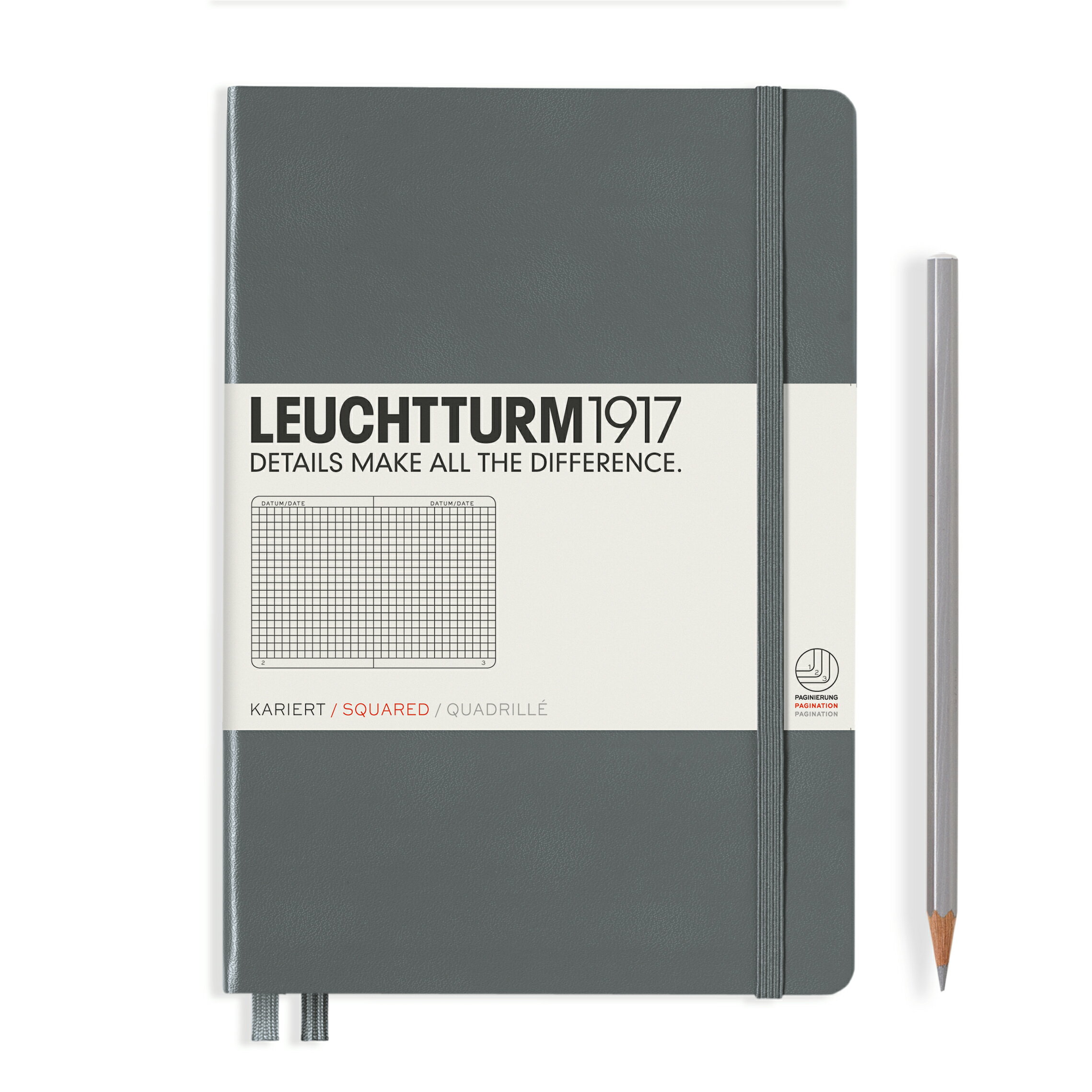 ロイヒトトゥルム LEUCHTTURM ノートブック ハードカバーアントラサイトミディアム (A5)方眼 344783 Anthraciteノート メモ 手帳 ...