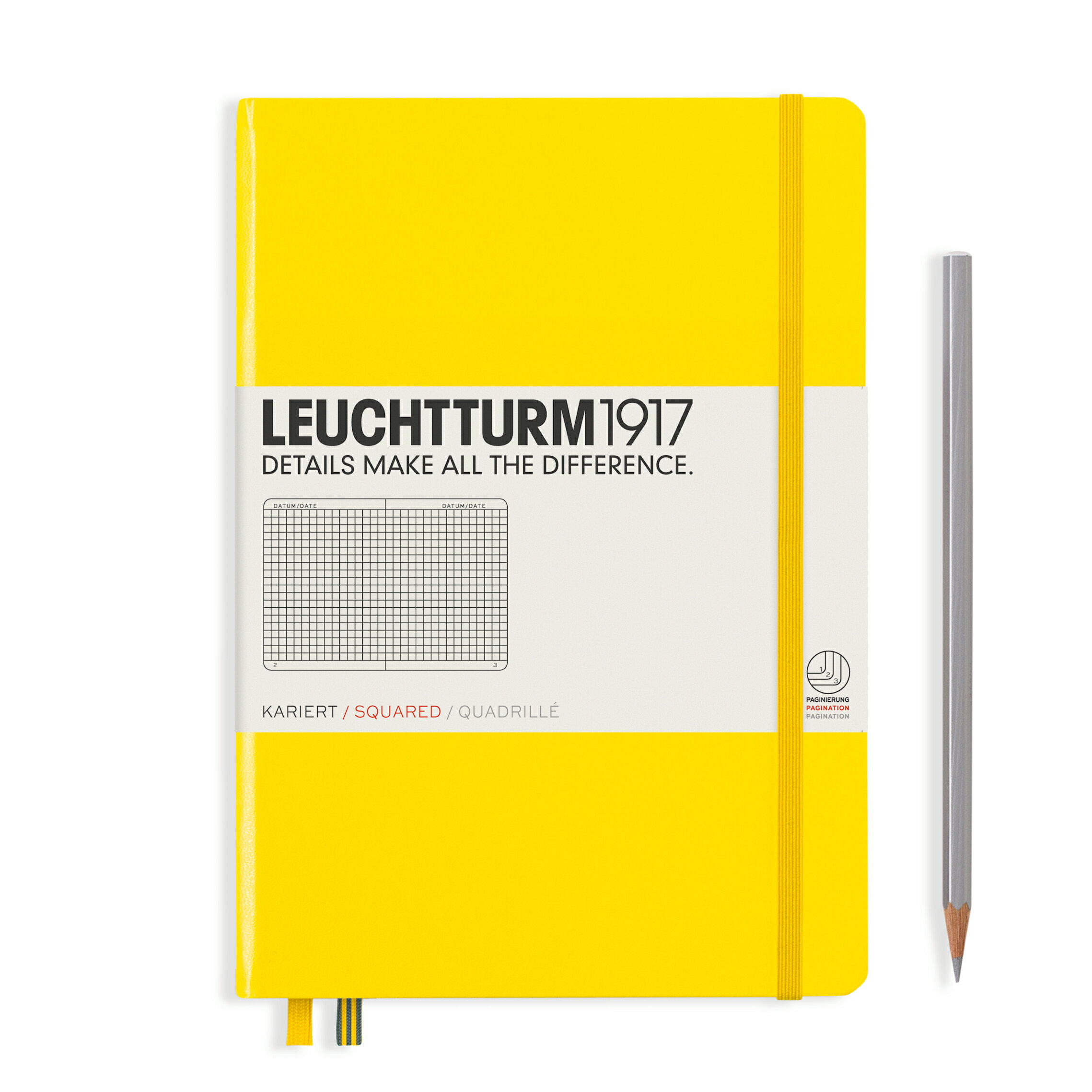 ロイヒトトゥルム LEUCHTTURM ノートブック ハードカバーレモンミディアム (A5)方眼 344799 Lemonノート メモ 手帳 メモ帳 日記 記録...
