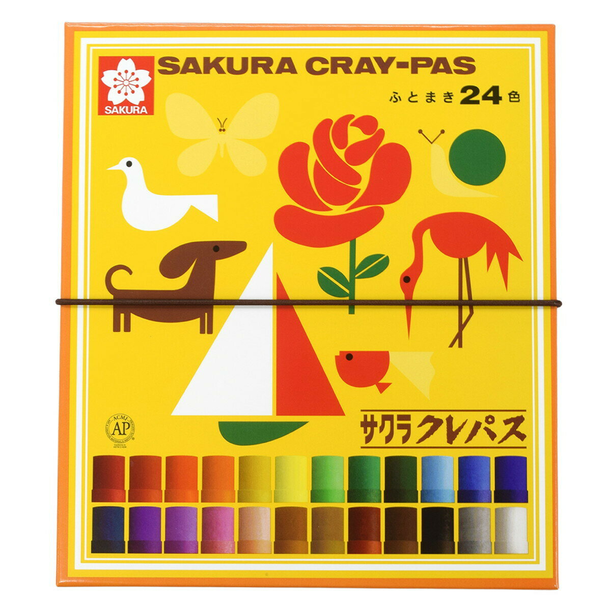 サクラクレパス クレパス太巻 24色 ゴムヒモ付 LP24R パステル オイルパステル くれぱす クレパス 太巻 クレパス太巻き 太巻き さくらくれぱす さくらクレパス サクラ クレヨン 紙箱入り ゴム付き ゴムひも付 ゴムヒモ付 バンド付のサムネイル