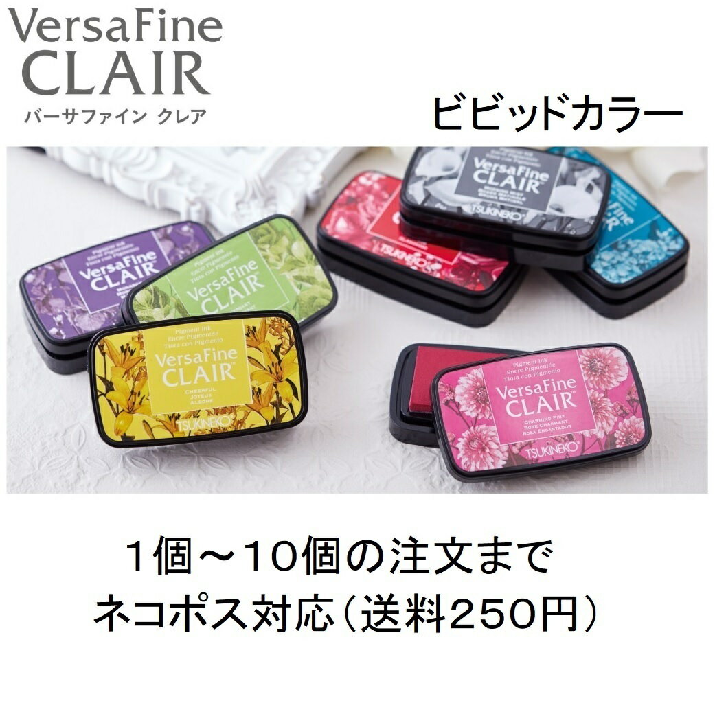 ツキネコ バーサファインクレア Versa Fine CLAIR VF-CLA ビビットカラー スタンプ台 スタンプパッド インク 消しゴムはんこ 単品販売 ばら売り 単品バラ売り 単品 バラ 速乾性 油性インク 油性顔料 紙用 布用