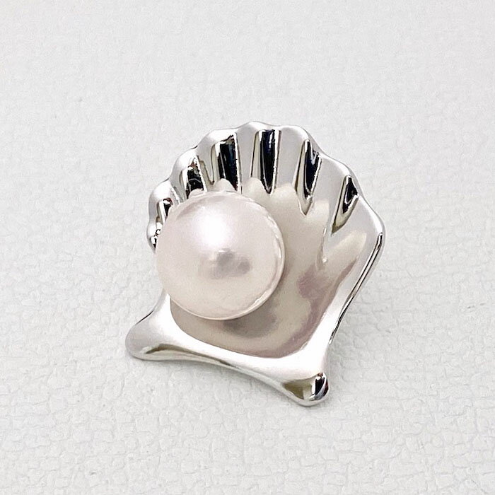 タックブローチ あこや貝モチーフ宇和島産 あこや真珠 7mm シルバー パール 真珠 本真珠 ピンブローチ パールビズ ピンバッジのサムネイル