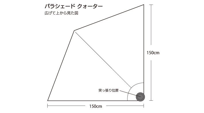 パラシェードクオーター(1/4円型)軒先やテラスに突っ張り式のパラソル紫外線から守り、快適なスペースへ!
