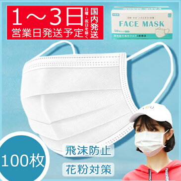 即納 50枚x2箱【1000セット限定驚きの2,360円！】国内配送100枚入 中国製 在庫あり マスク プリーツ 飛沫防止 PM2.5 UVカット 立体 検査証明書のあり 大人用 男女兼用 使い捨て ホワイト kz-al100b-1