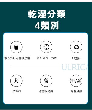 【即納】ゴミ箱 縦型分類ワゴンペール 45L ごみ箱 ダストボックス 45リットル おしゃれ ふた付き キッチン ポリ袋止め付 4分別 キャスター付 移動 取り外し可能BIU