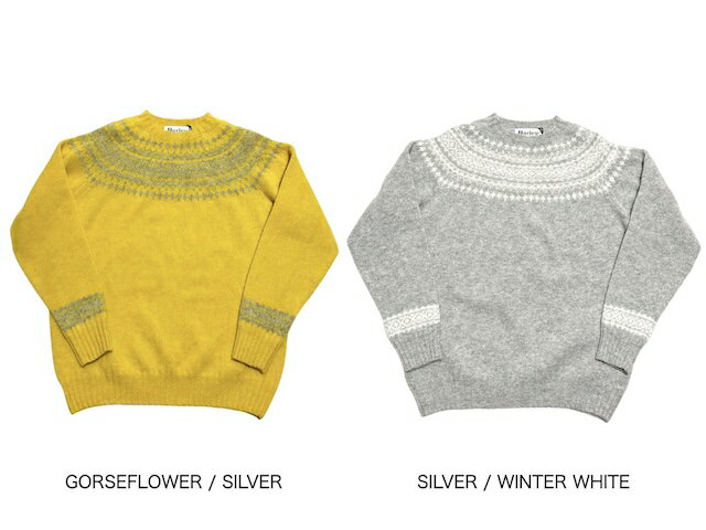 ハーレーオブスコットランド セーター メンズ Harley OF SCOTLAND / FAIRISLE YORK 2COL CREW NECK SWEATER