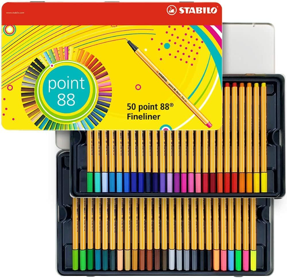 STABILO Point 88 Fineliner Pen - Assorted Colours (Pack of 50) 