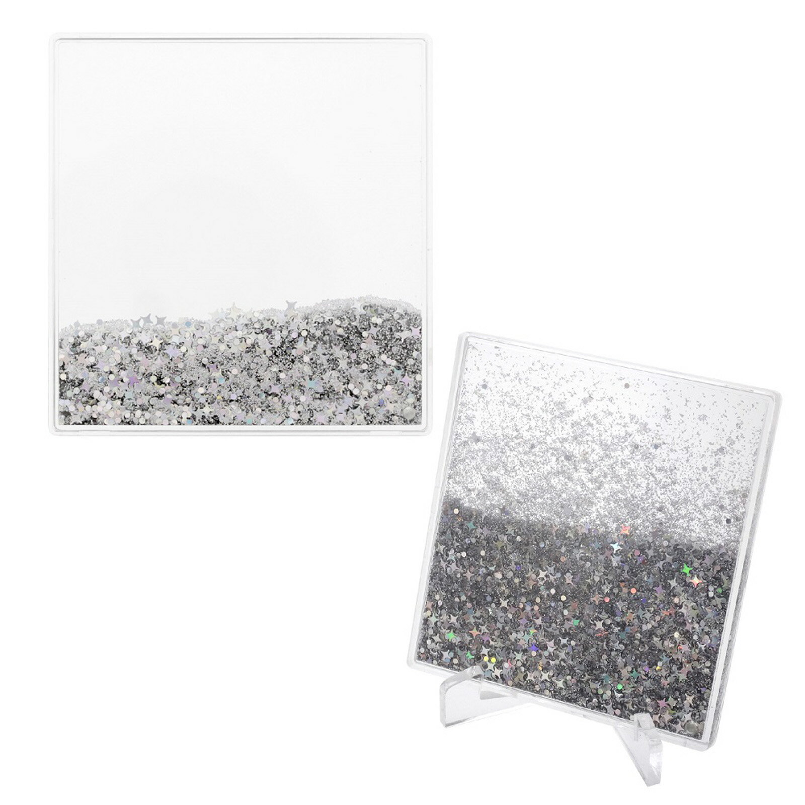 オイルイン アクリルプレート 78mm×73.5mm グリッターラメ入り クリア 無地