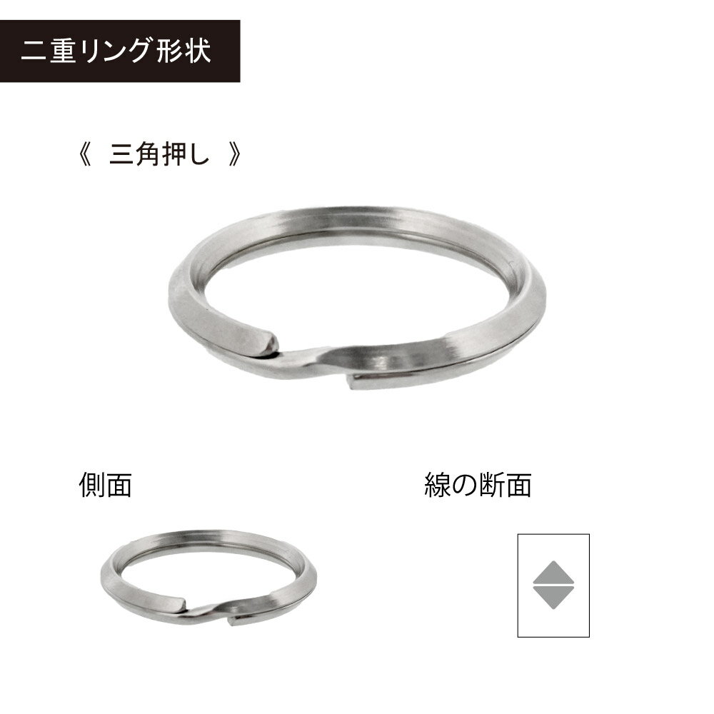 二重リング パーツ 三角押し 1NS 鉄製 1.6×内16mm 直径20mm ニッケル シルバー 10個/50個/100個/500個/1000個 大王製作所 キーリング 手芸 コイルパーツ 金具