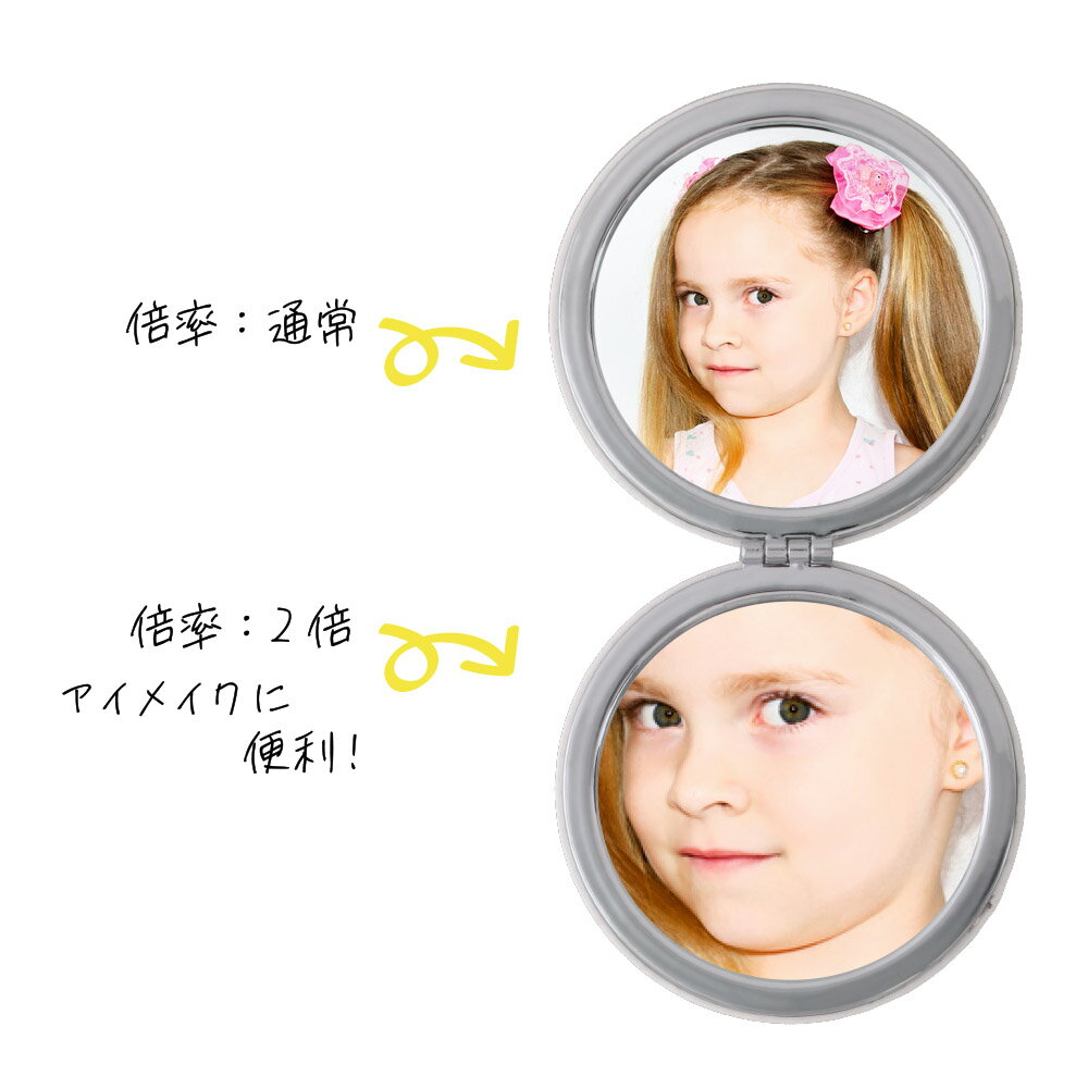 ミラー 合皮レザー PU製 コンパクトミラー 両面 拡大鏡付き 折りたたみミラー ホワイト 無地 UVプリント対応 1個／10個／50個／100個（OPP袋入り）