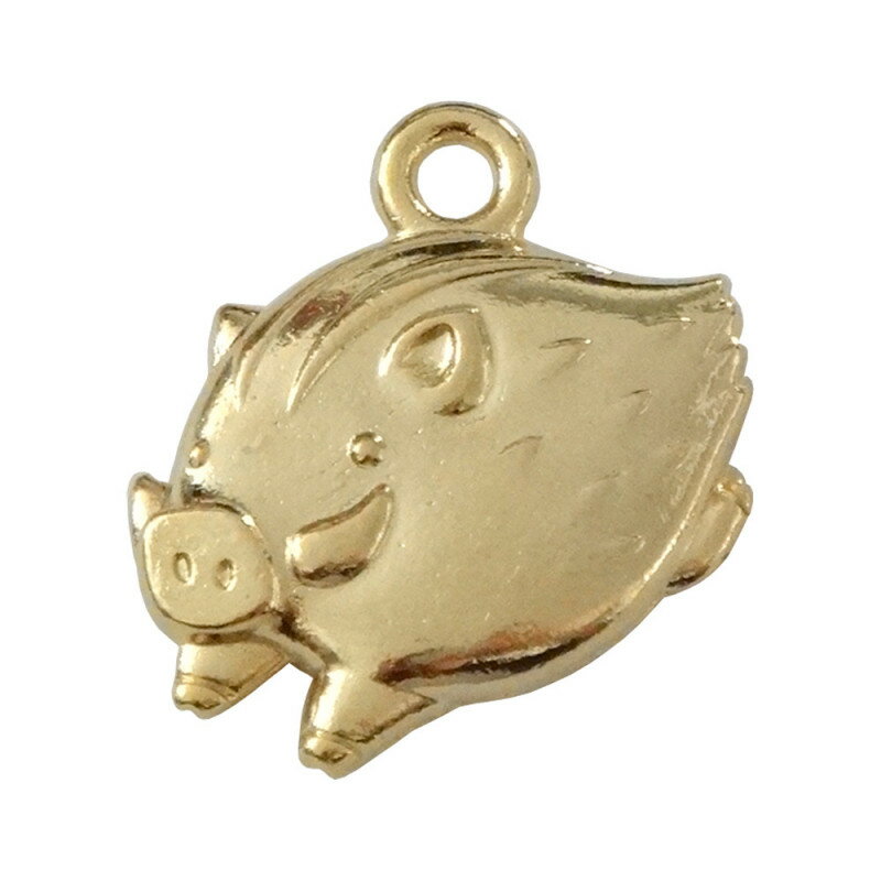 干支 国産 キャスト製 マスコット 十二支 お守りチャーム パーツ 亥 いのしし ポップ調 ゴールド 　(10..