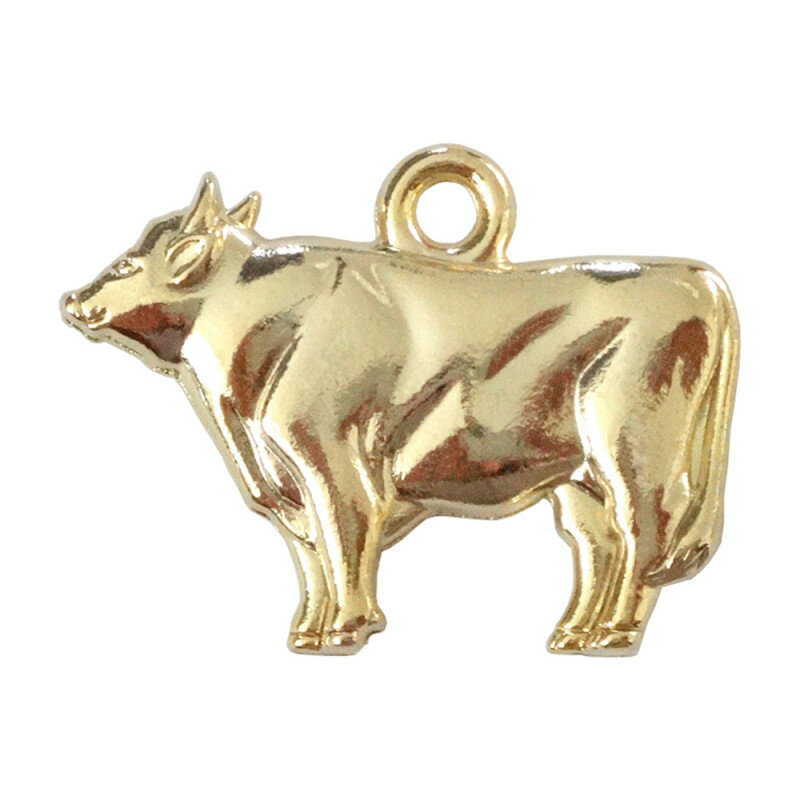 干支 国産 キャスト製 マスコット 十二支 お守りチャーム パーツ 丑 うし リアル調 ゴールド 10個／50個／100個