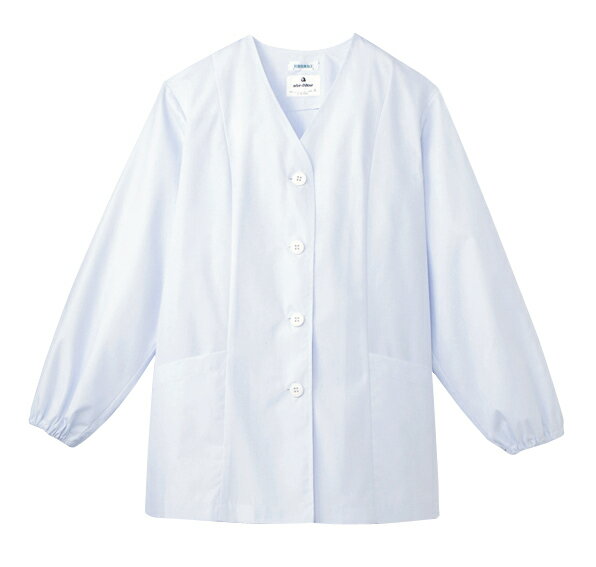 白衣　長袖えりなし　女性用　AB-6403 ポリエステル65％綿35％チトセ【chitose】 レストラン・飲食店【調理用白衣】【白衣 食品工場】【業務用 白衣】