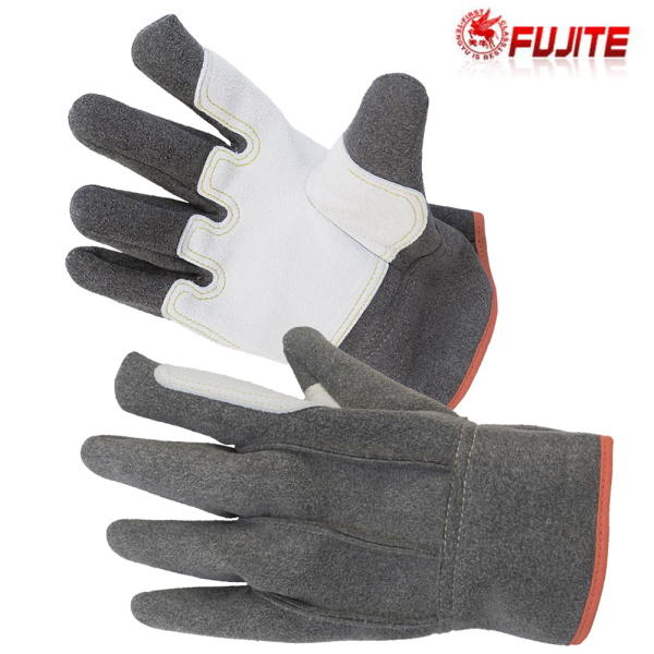 作業手袋 人工皮革 マイクロファイバーコンフォート 大判床革当付 056 10双組 富士手袋工業 丈夫 耐久性