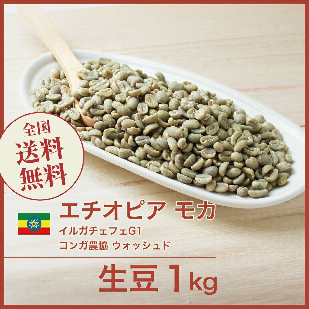 コーヒー生豆 1kg エチオピア イルガチェフェ G/1 コンガ農協 ウォッシュド 送料無料 大山珈琲