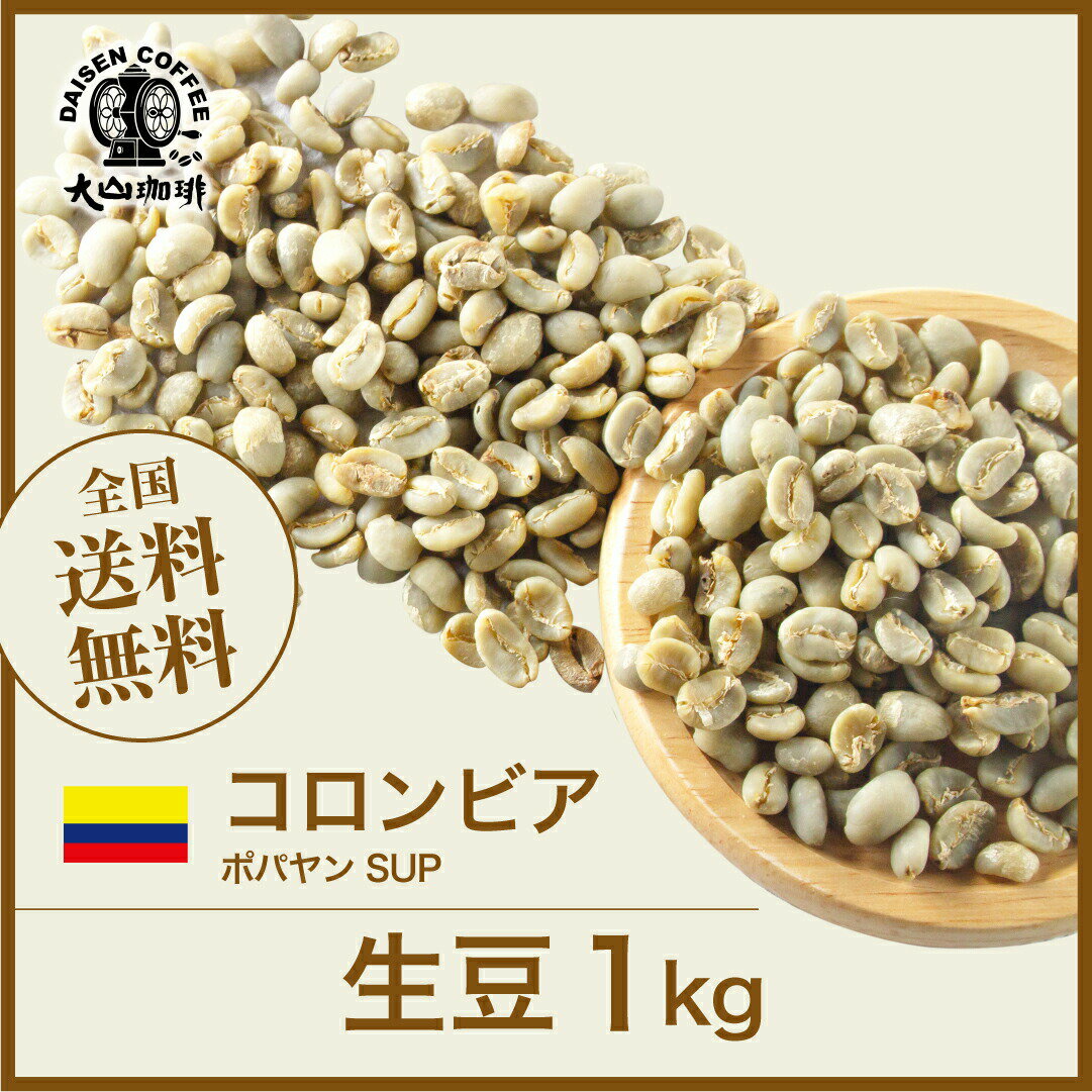 コーヒー生豆 1kg コロンビア ポパヤン SUP 送料無料 大山珈琲