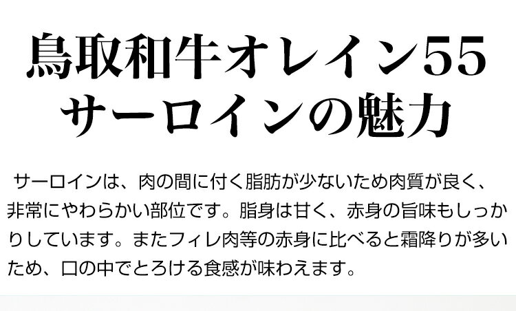 ＼和牛コンテスト日本1位受賞／ 鳥取和牛 サーロインステーキ 220g×2枚 オレイン55 ステーキ肉 ステーキ 和牛 オレイン55 オレイン牛 BBQ バーベキュー アウトドア キャンプ 黒毛和牛 国産 冷蔵 小分け 個包装 無添加 添加物不使用 3