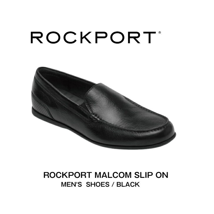 ロックポート ビジネスシューズ メンズ ロックポート ROCKPORT メンズ カジュアル ビジネス シューズ マルコム スリップオン ブラック 軽量 クッション 幅広