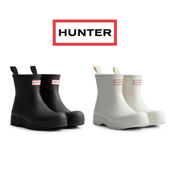 ハンター ハンター HUNTER レディース レインブーツ ユニセックス プレイ ショート ハンター ドットプリント バックストラップ ブーツ UFS4006RMA ブラック ホワイト