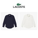 【あす楽】ラコステ LACOSTE メンズ シャツ クールマックスブレンド 鹿の子地シャツ CH717LJ-99 ネイビー ホワイト 日本正規品