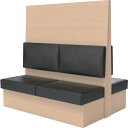 トラスコ中山 【別途送料】 【個人宅不可】 TRUSCO ミーティングベンチダブル H1500XW1800XD960木目ナチュラル 生地レザーブラック MBW5...