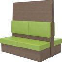 トラスコ中山 【別途送料】 【個人宅不可】 TRUSCO ミーティングベンチダブル H1500XW1800XD960木目タークブラウン 生地レザーグリーン MB...