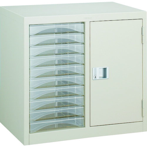 トラスコ中山 TRUSCO レターケース A4型・扉棚付コンビ 浅型引出し10個 A4-S210K [1-504-6645]