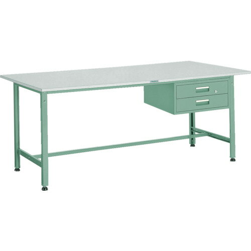 トラスコ中山 【個人宅不可】 TRUSCO 軽荷重作業台（300kg）AE型 1800X600XH740 2段引出付 グリーン色 ..