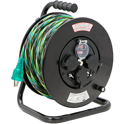 トラスコ中山 TRUSCO 光るドラムリール 防雨防塵型100V 温度センサー付 アース付 過負荷漏電保護兼用ブ..