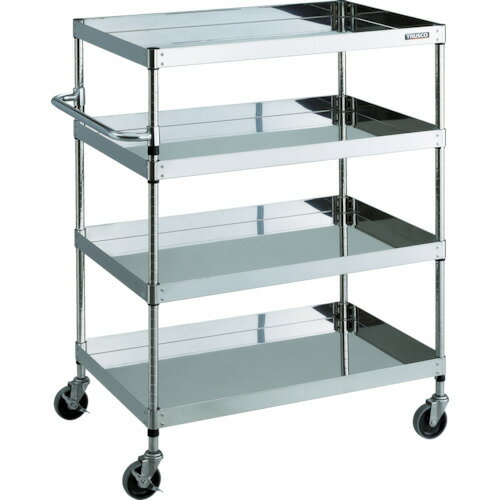 トラスコ中山 TRUSCO ステンレスワゴン クリーンフェニックスワゴン SUS304 W750×D500×H1200 4段 SUS金具 CPE3-1274SC [1-488-0838]
