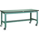トラスコ中山 【個人宅不可】 TRUSCO 中荷重作業台(300kg)HW型 1800X900XH831 100ウレタンキャスター付 グリーン色 RHW-180...