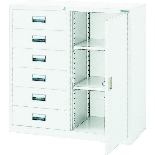 トラスコ中山 【個人宅不可】 TRUSCO スタンダード書庫（D400）コンビ6段片開 880XH880 W色 WTCB363 [1-462-7679]