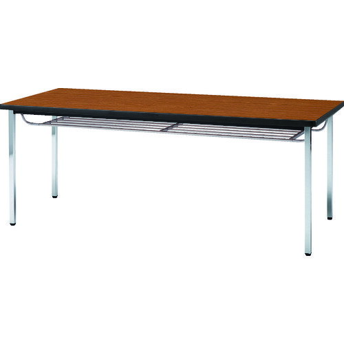 トラスコ中山 【個人宅不可】 TRUSCO 会議用テーブル 1500X600XH700 下棚付 丸脚 チーク TDST1560-T [1-208-2307]