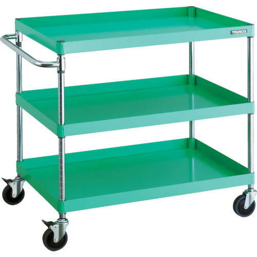 トラスコ中山 TRUSCO ツールワゴン フェニックスワゴン 省音 900X600XH880 3段 ヤンググリーン PEW-993C-YG [1-488-5091]