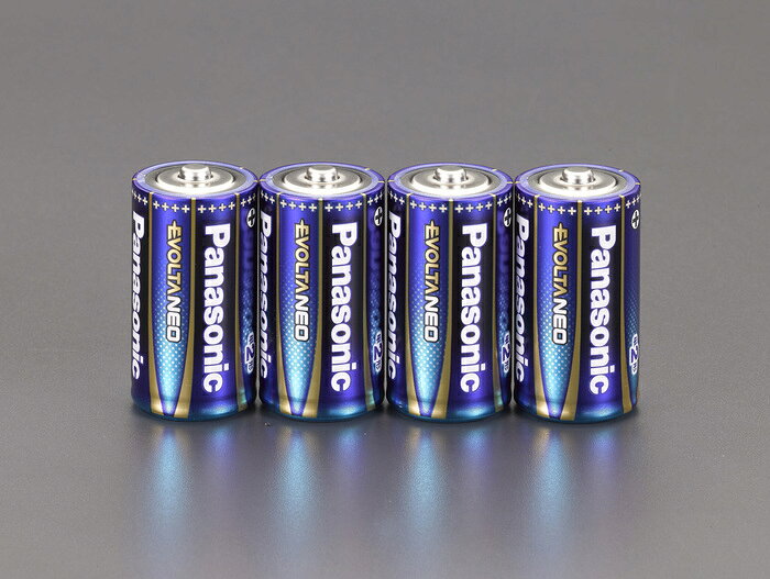 エスコ ESCO 【個人宅不可】 ［単2x 4本］ 乾電池・エボルタネオ EA758YR-21 [2-1025406]