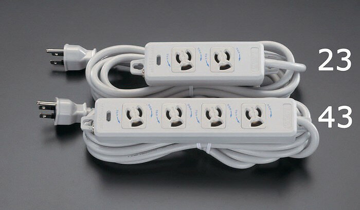 エスコ ESCO 【個人宅不可】 AC125V/15Ax 5m タップ（2口・抜け止・アース付） EA815GK-25 [2-1025970]