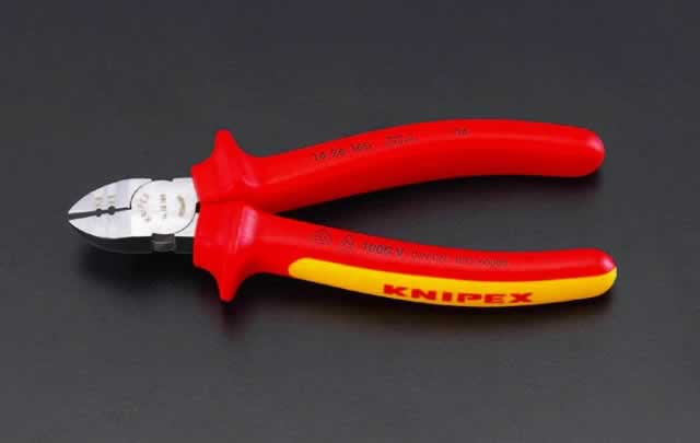 エスコ ESCO 【個人宅不可】 160mm 絶縁穴付ニッパー（グリップ付/メッキ） EA536KB-160A [2-0783003]