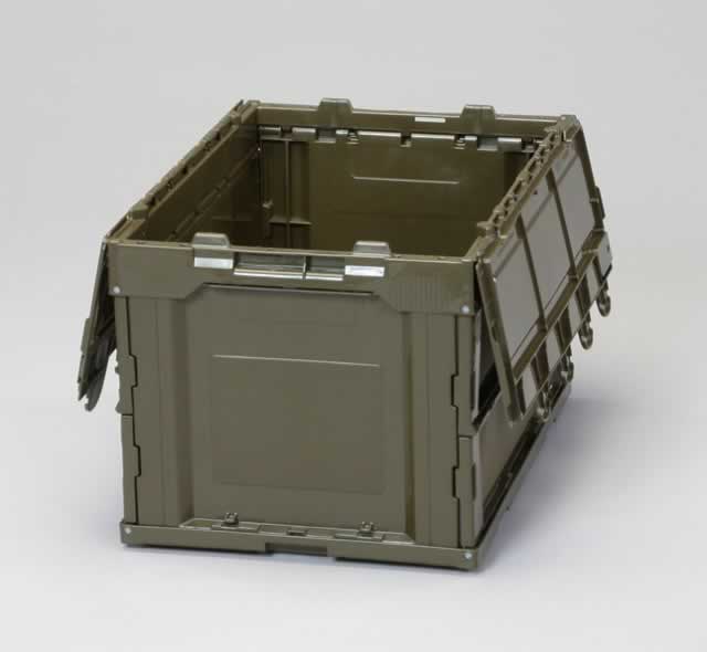 エスコ ESCO 【個人宅不可】 530x366x334mm/50.4L 折畳コンテナ（OD色/蓋付） EA506AA-4D [2-5255157]