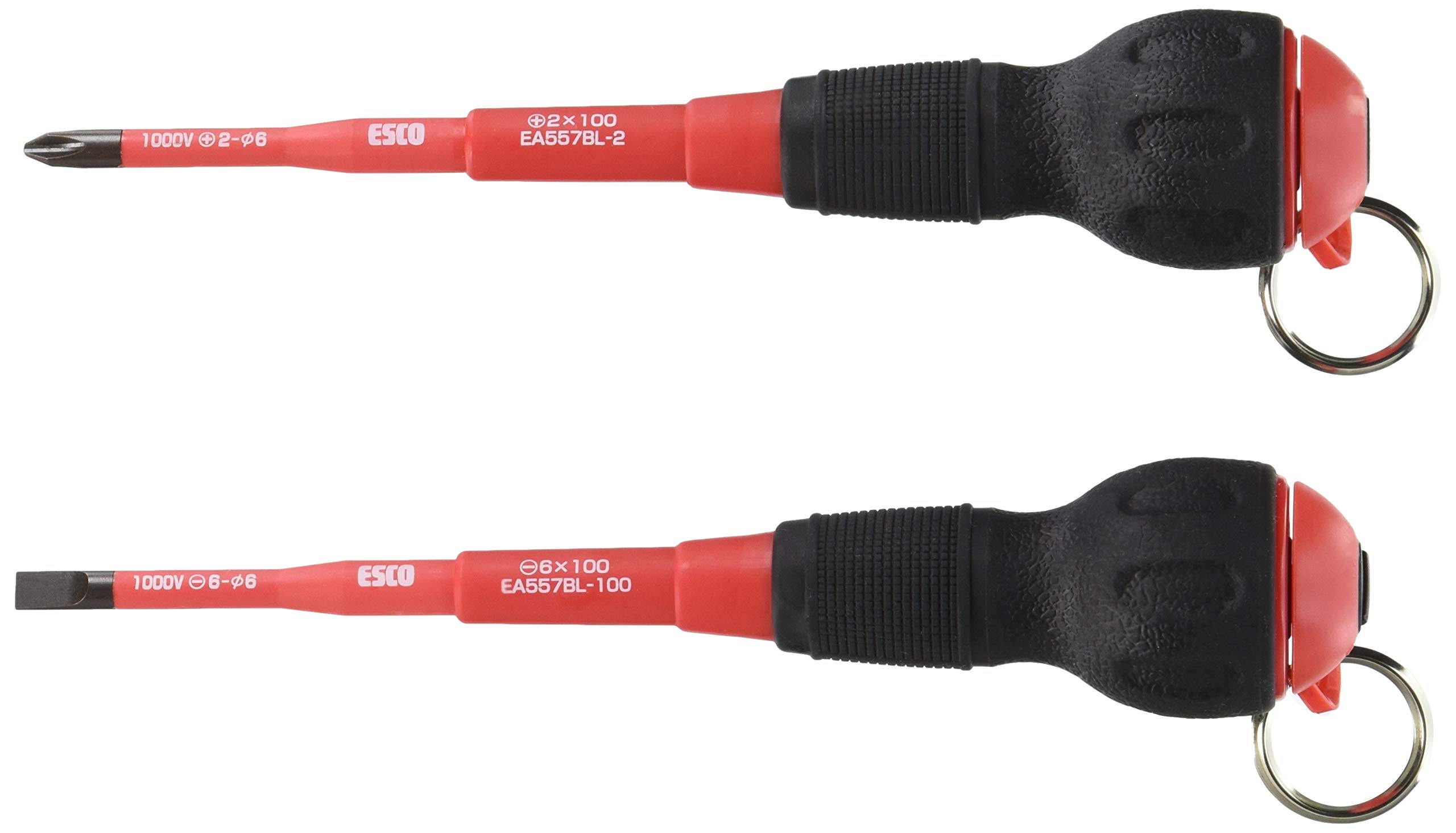 エスコ ESCO 【個人宅不可】 絶縁グリップドライバーセット（落下防止リング付） EA557BL-10 [2-5711370]