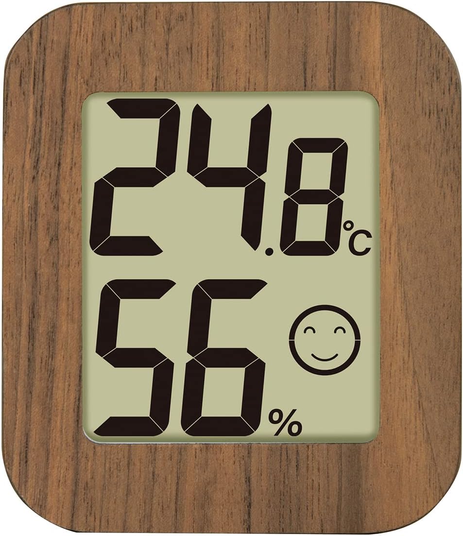 シンワ測定 デジタル温湿度計 環境チェッカー ミニ 木製 ダークブラウン 73233 [53-732339]