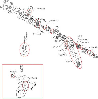 キトー レバーホイスト用パーツ キトー キトーレバーブロックL4形 LB015用部品 ロードチェン標準一式 K6QB071J00181SU_01 