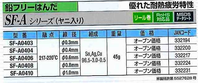 グット goot 鉛フリーはんだ SF-A0410 [94-332231]