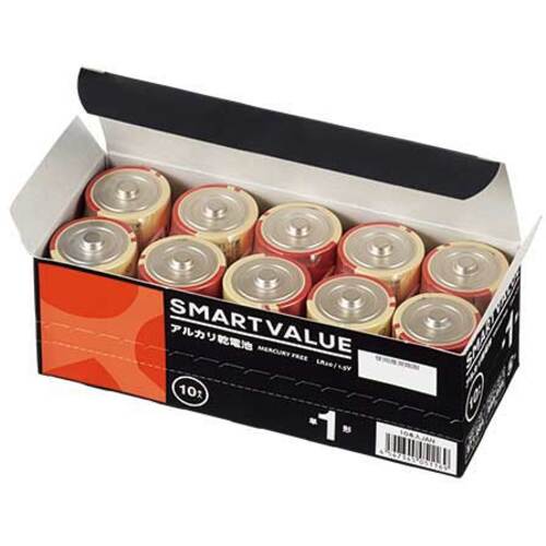 プラス JTX 888956）アルカリ乾電池2 単1×10本 N221J-2P5 N221J-2P-5 [1105-5051169]