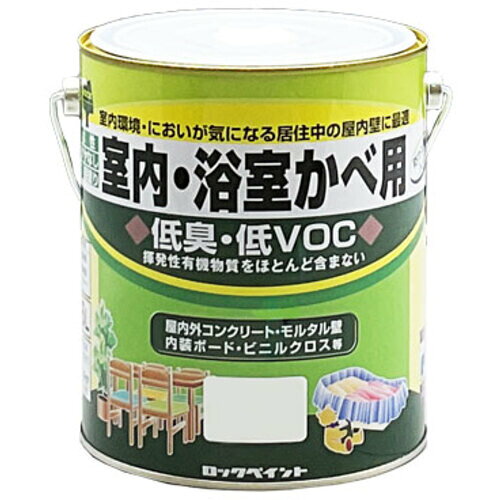 ロックペイント 【6缶販売】ロック 水性塗料 室内・浴室かべ用 ボーンホワイト 1.6L H3105506S [1150-9316532]