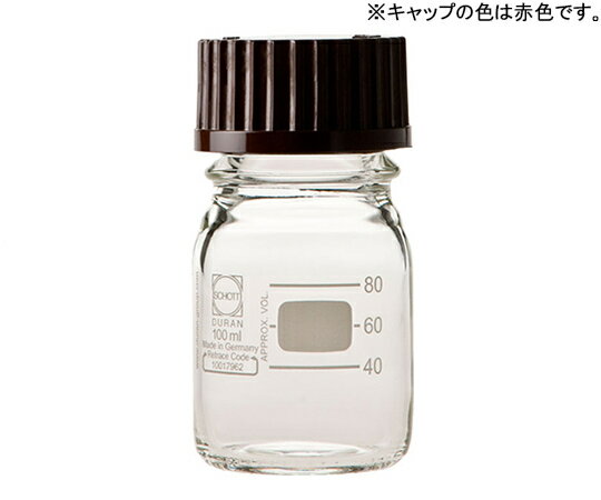 アズワン AS ONE ねじ口びん 赤キャップ付 100 2-076-02 [1445-0025839]