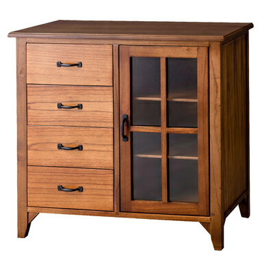 東谷 収納家具 ティンバー キャビネット ブラウン W80×D40×H75 完成品 PM-320 [1456-5217830]